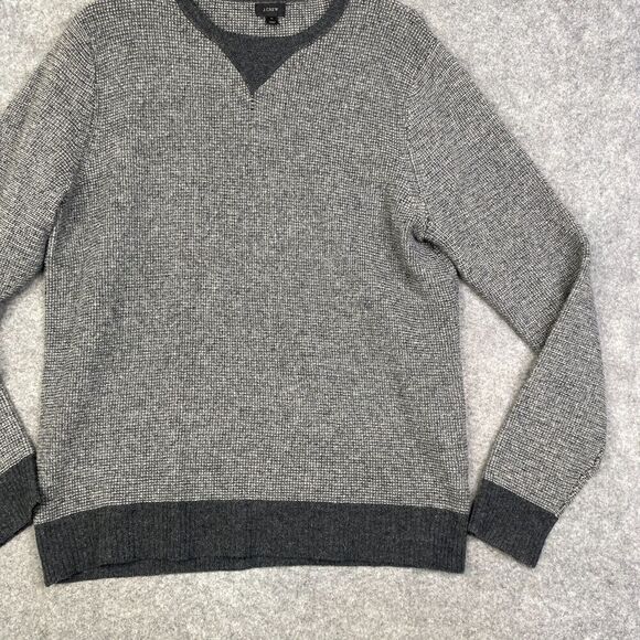 J. Crew Men Sweater M Gray Contrast Hem Pullover Knit Textured Preppy Golf - Picture 3 of 9